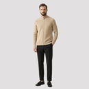 Conjunto Jaqueta Cardigan de Tricot com Zíper + Calça de Alfaiataria Preta