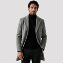 Sobretudo Masculino Longo de Lã Cinza