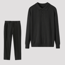 Conjunto Polo Manga longa + Calça de Alfaiataria Preta