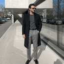 Conjunto Sobretudo Masculino de Lã + Calça de Alfaiataria Cinza