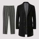 Conjunto Sobretudo Masculino de Lã + Calça de Alfaiataria Cinza
