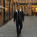 Jaqueta Jeans Masculina Forrada Preta