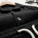 Conjunto Masculino de Linho Preto Com Óculos