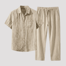 Conjunto Masculino Camisa + Calça de linho Bege