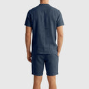 Conjunto Bermuda e Camiseta Casual em Linho
