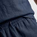 Conjunto Bermuda e Camiseta Casual em Linho